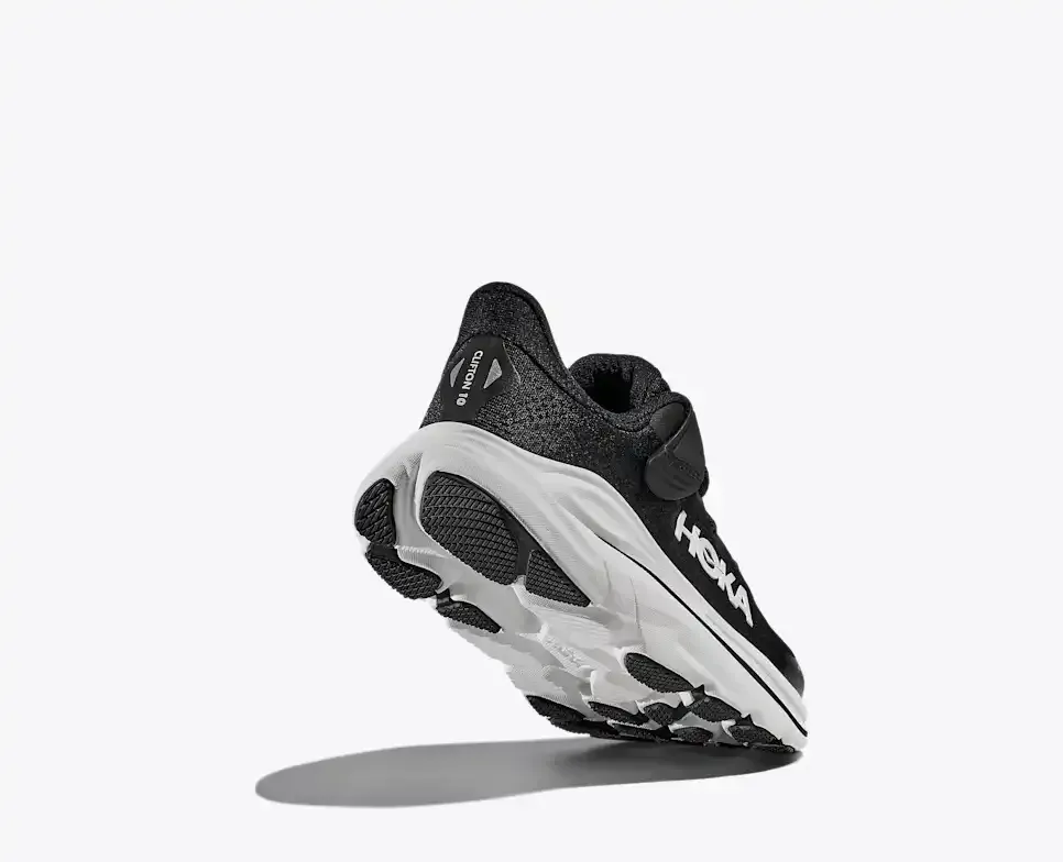 HOKA Clifton 10 Black White (Little Kids)