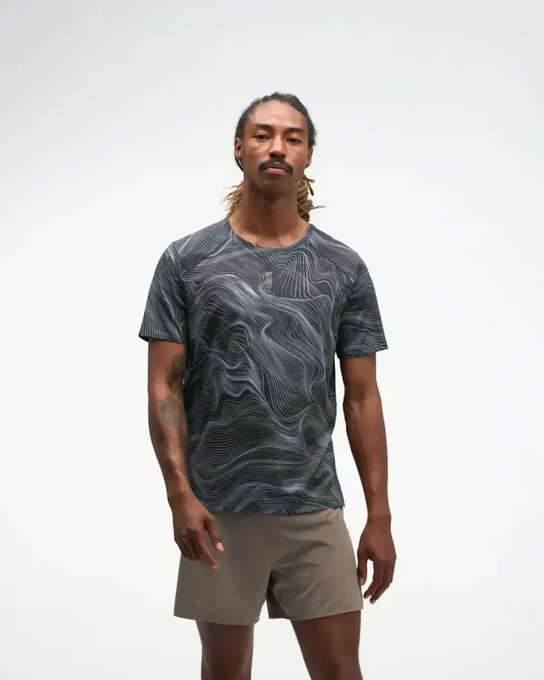 HOKA EveryRun Short Sleeve Black White Prt