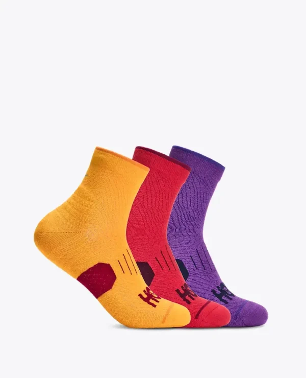HOKA Quarter Run Sock 3-Pack Egg Yolk/Cerise/Virtual Violet