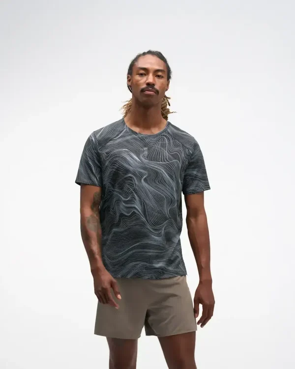 HOKA EveryRun Short Sleeve Black White Prt