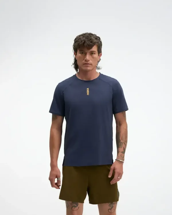 HOKA EveryRun Short Sleeve Varsity Navy Gold
