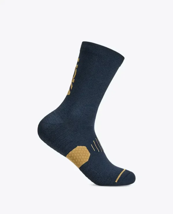 HOKA Graphic Crew Run Sock Varsity Navy Gold